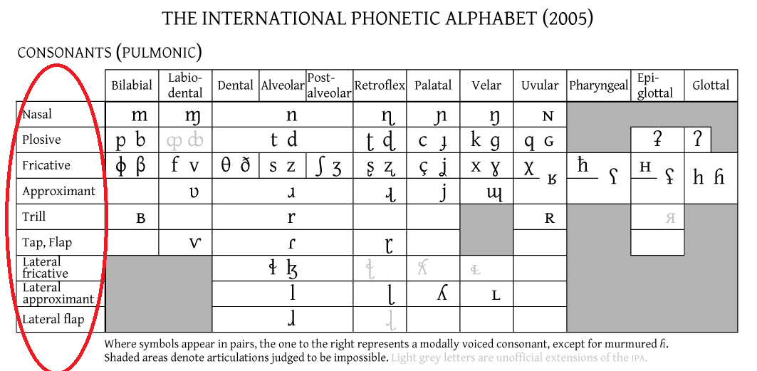 Gallery of consonants pulmonic alphabet ipa language